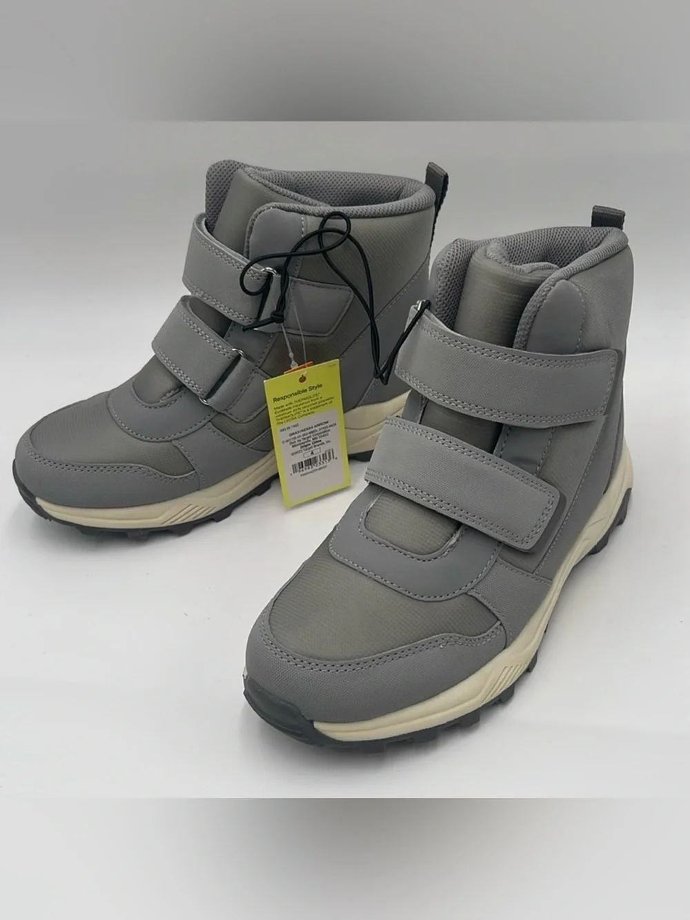 NWT All In Motion Kids Faux Leather Winter Boots Waterproof Size 4